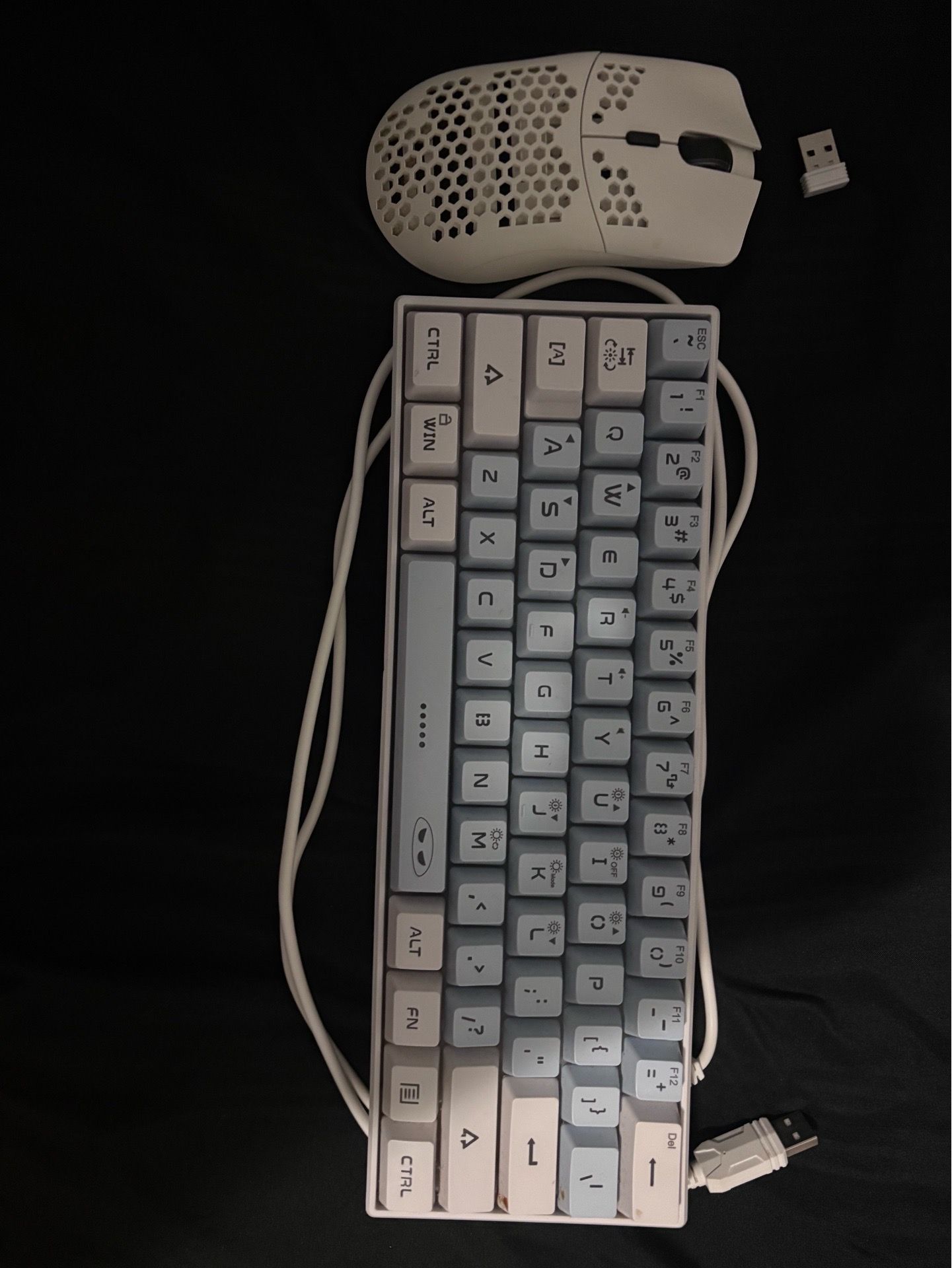 White Wireless Gaming Mouse and Wired Keyboard Combo