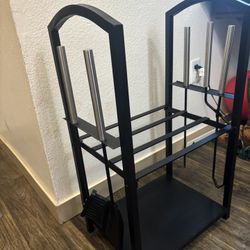 Fireplace Tool Set With Wood Holder