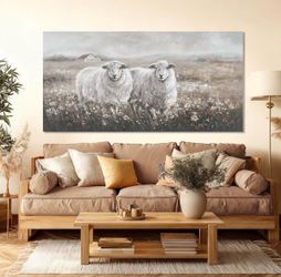 Large Canvas Sheep Pastoral Wall Art