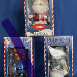 BOBBLEHEADS: Rudolph Red Nose Reindeer:  SANTA, SAM The SNOWMAN, NEW, 2001-2002