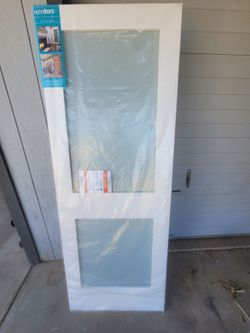 30 in. x 80 in. x 1-3/8 in. 2-Lite Solid Core Clear Glass Shaker White Primed Wood Interior Door Slab