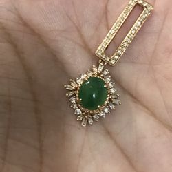 Rose Gold Jade Diamond Pendant 