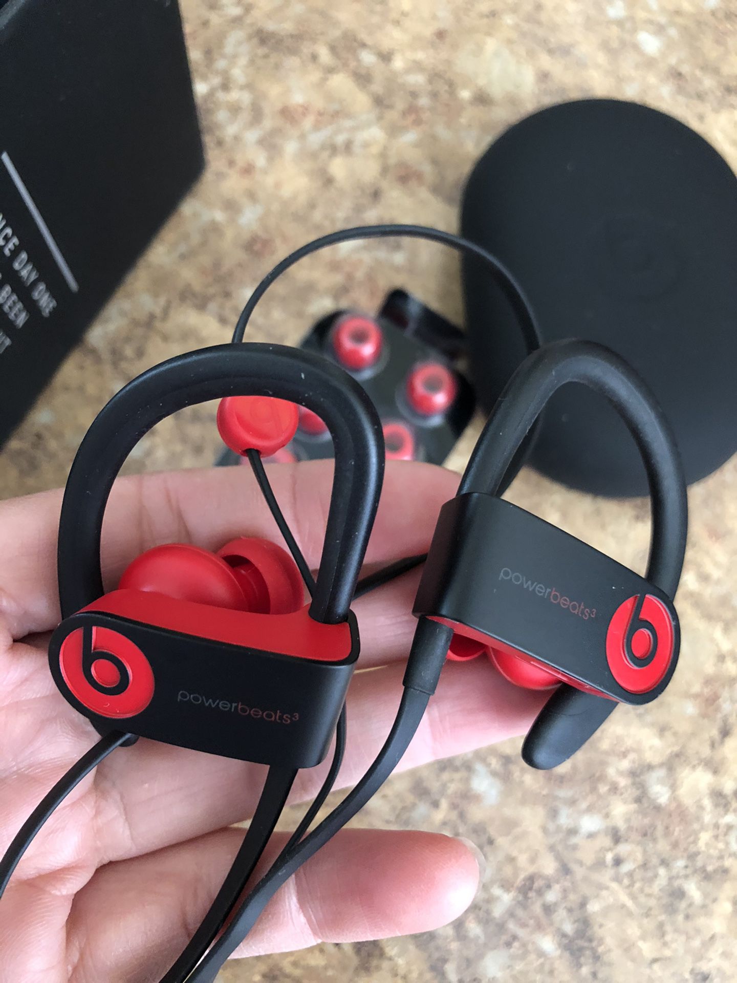 Beats by Dr. Dre Powerbeats 3 Wireless Headphones - Defiant Black-Red MRQ92LL/A