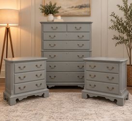 Gray Painted Dresser and Nightstand Set