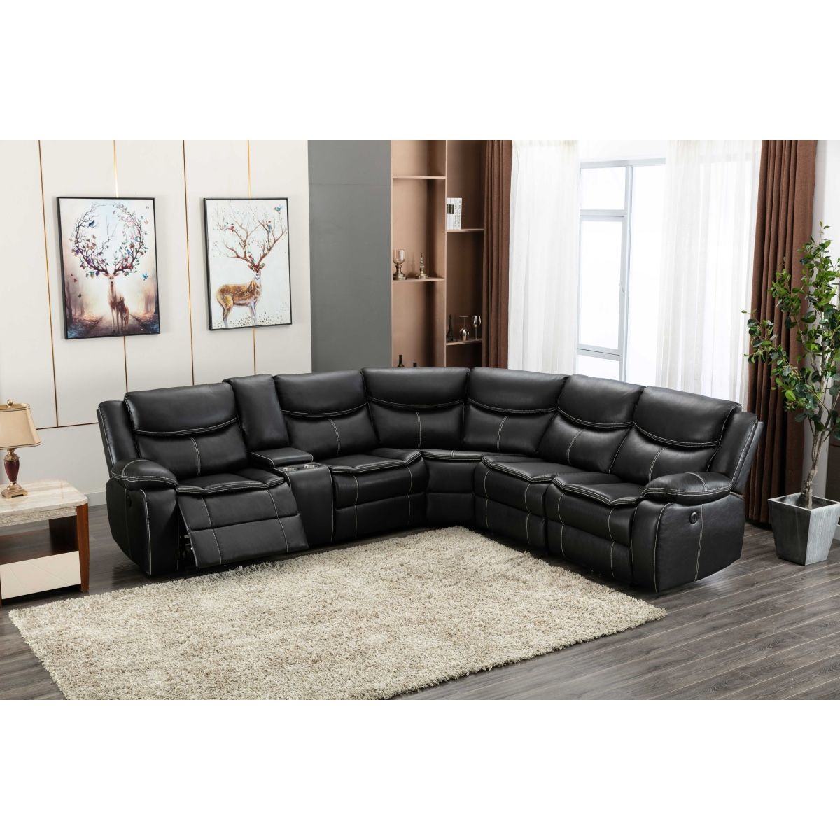 Brand New Comfy Modular Leather Sectional Sofa w/ Power & USB