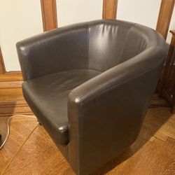 Brown Leather Bucket Chair