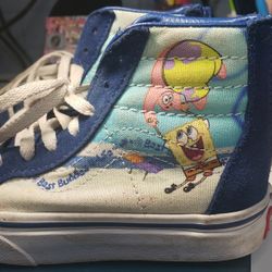 Spongebob vans blue sneaker shoes kids size 10.5c 