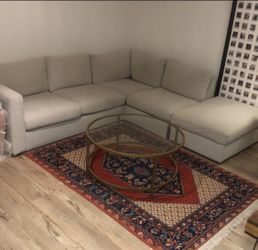 Sectional Sofa | L Couch | Ottoman | sofa for living room | couch for living room | Gray sofa | cream sofa