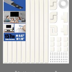 Delamu 157in Cord Hider, Cord Cover Wall Cable Management, Paintable Wire Cover For Cords, Cable Hider Raceway Kit, Cable Cover Concealer, Wire Hiders