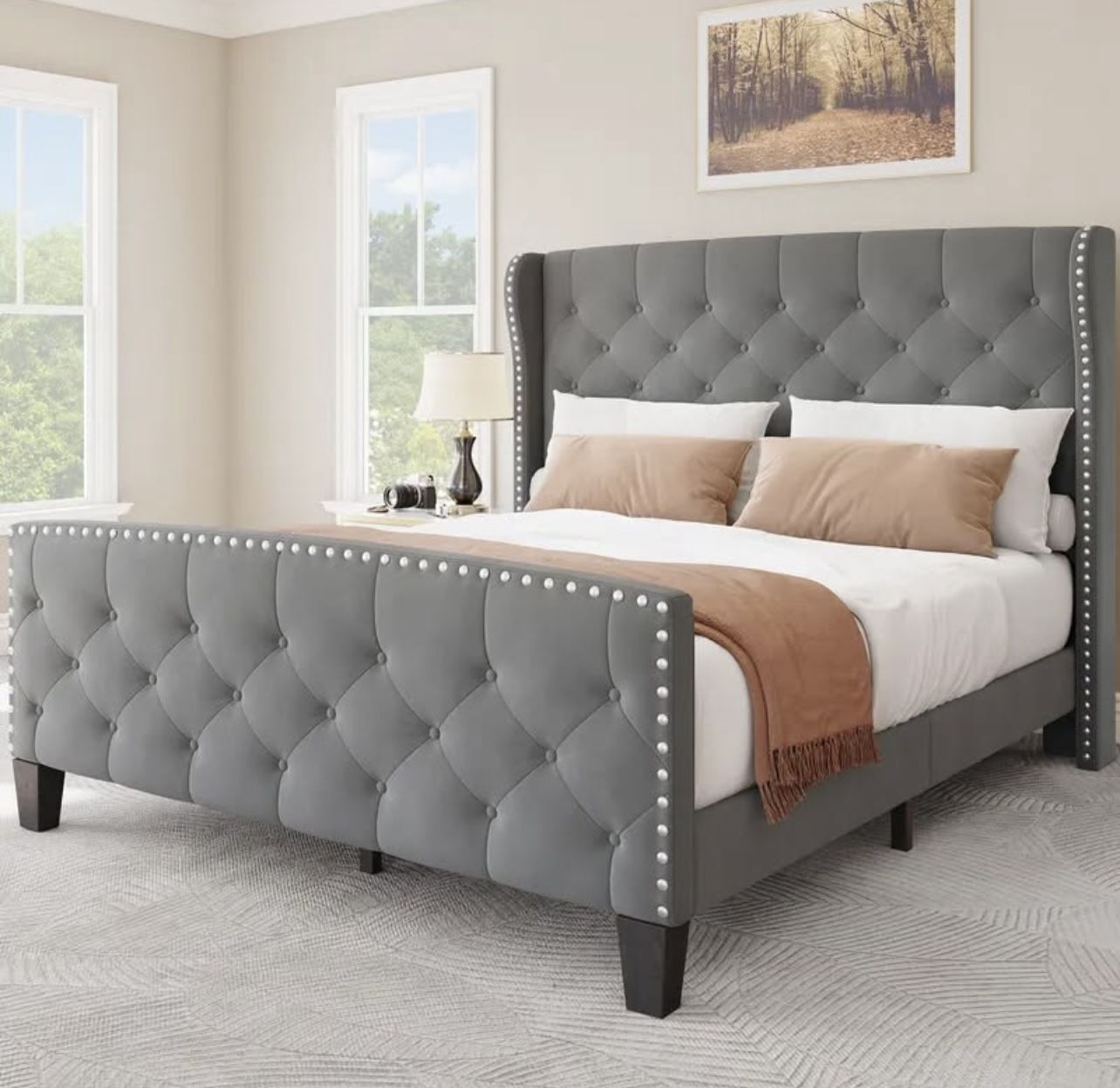 UPHOLSTERED BED FRAME QUEEN SIZE BRAND NEW IN BOX!!!