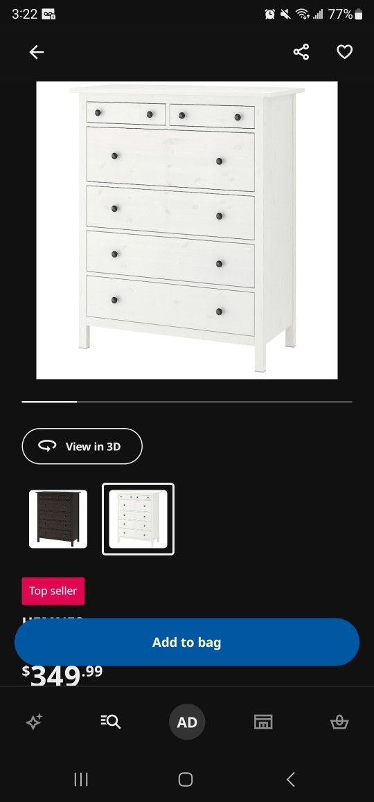 2 Ikea Hemnes 6 & 3 Drawer Chest, Grey