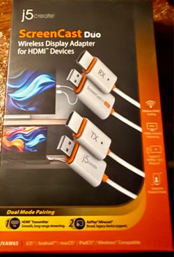 NEW j5create ScreenCast Duo JVAW56 Wireless Display Adapter