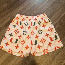 Brand New Custom Mesh U Miami Hurricanes Shorts - 5 inch inseam - SIZE MEDIUM