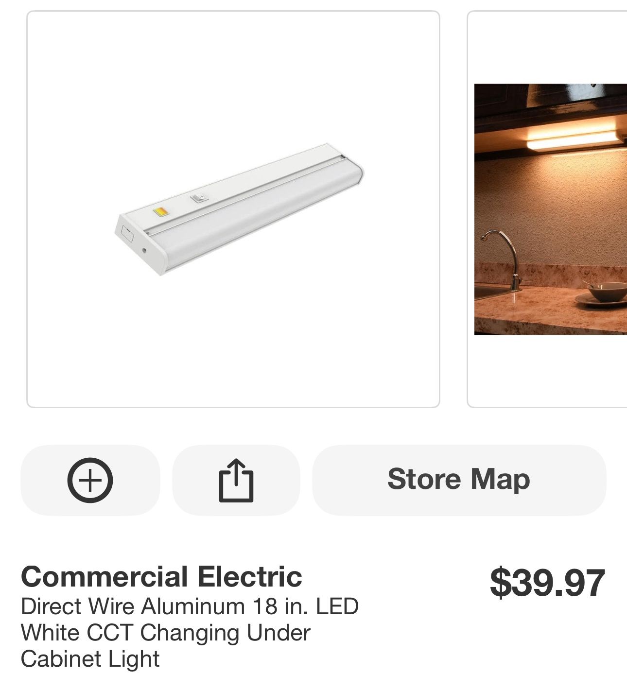 Commercial Electric Direct Wire Aluminum 18 in. LED White CCT Changing Under Cabinet Light