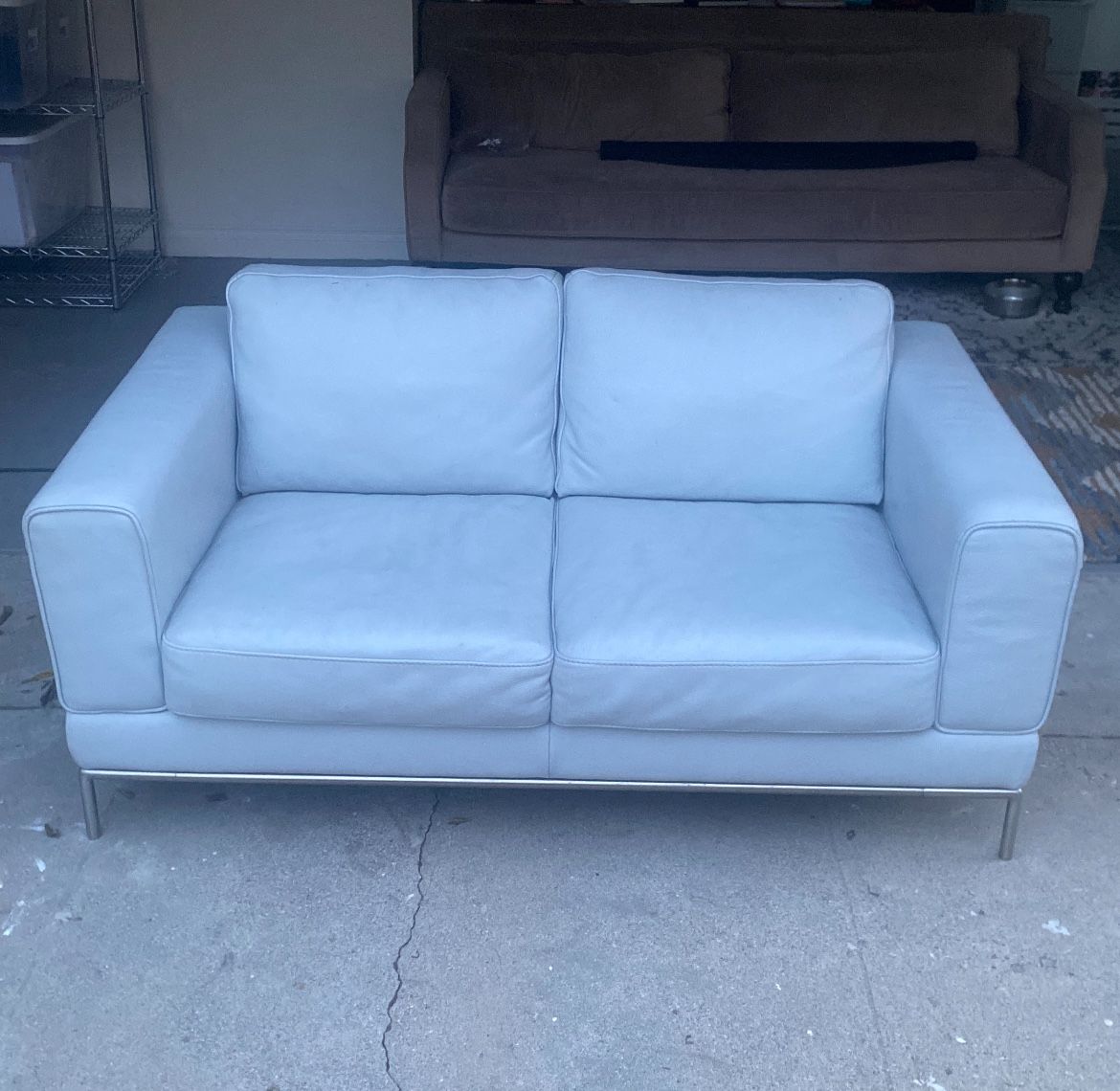 Leather Solid twin light gray couch
