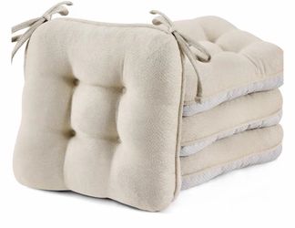 Natural beige cushion chair set 4