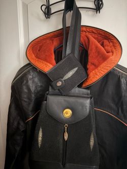 Black Leather Backpack, Wallet Set and jacket