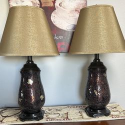 2 Table Lamps.  Like New  - Glass (not Plastic) Mosaic 3 Way Lamps.  (3 Way Bulbs Included).   CASH Only, Not Accepting ZELLE Or VENMO.  Pick-up Only.