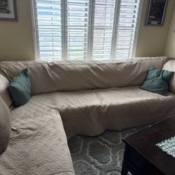 Large Older Sectional With Cover And Pillows