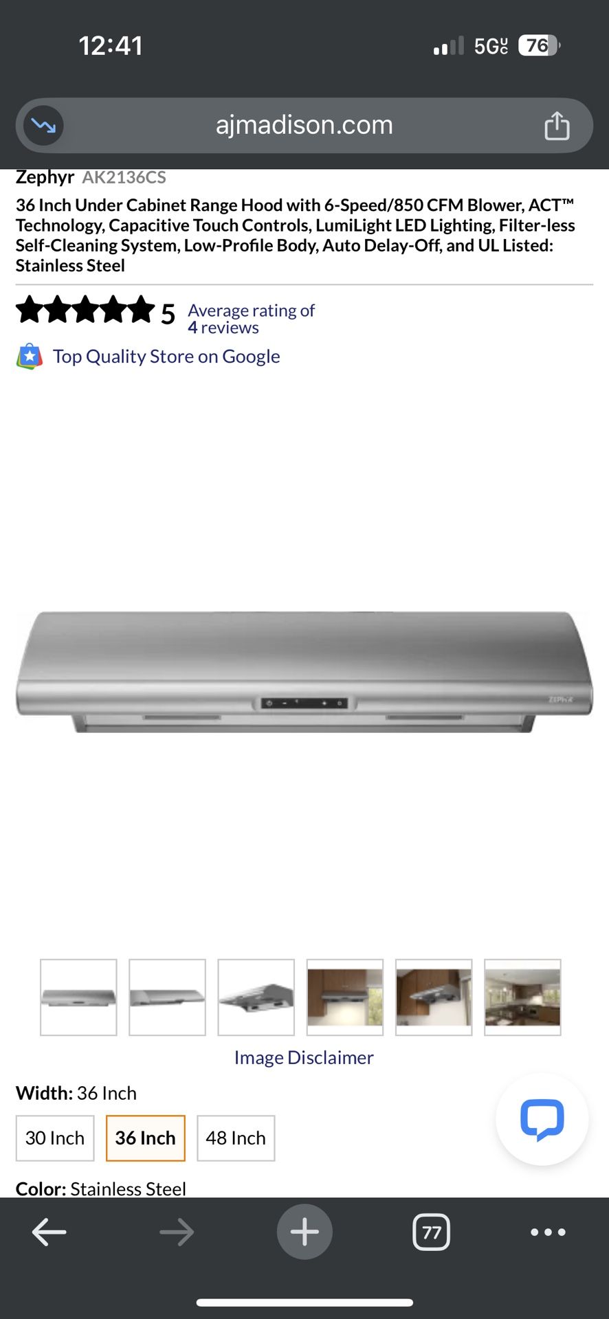 36inch Range Good By Zephyr New