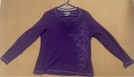 2000’s Punk Purple Waffle knit long sleeve with floral swirl detailing