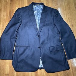 Baroni Men’s Suit Jacket + Dress Pants Set Dark Navy Blue Tailored Two-Piece 24"