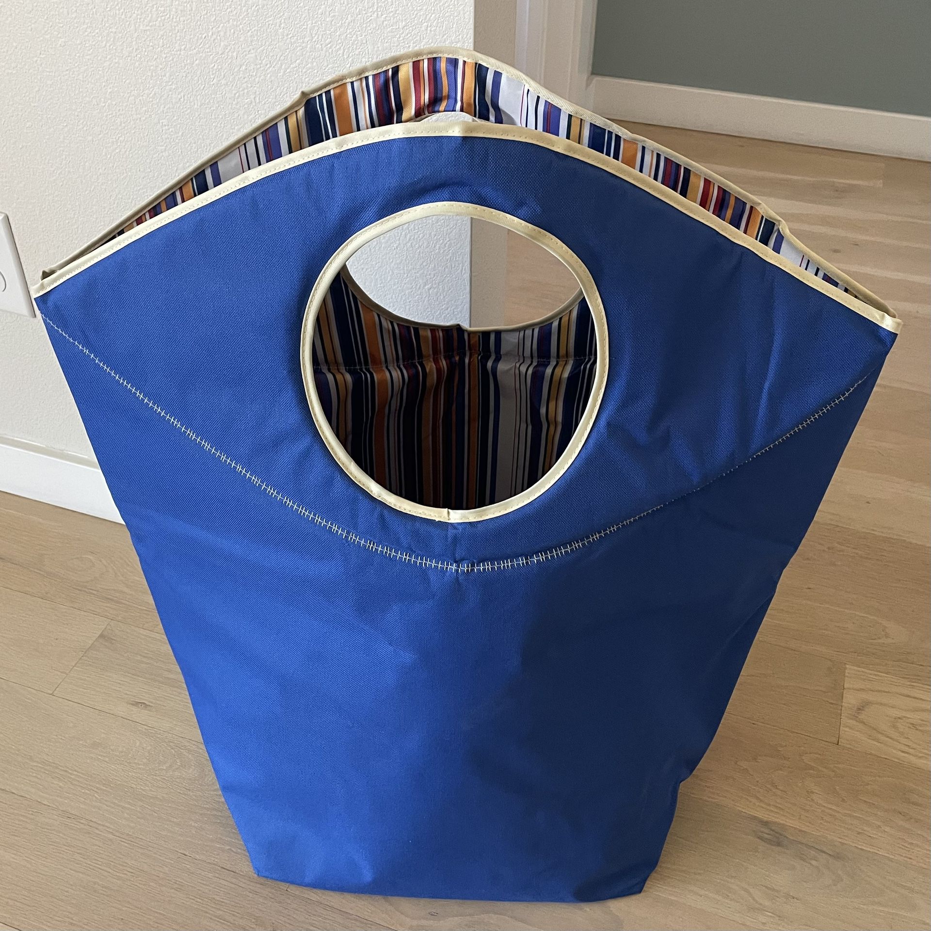 Blue Nylon Foldable Reusable Tote / Beach Bag 