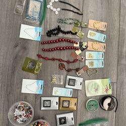 Assorted Beads and jewelry Cords