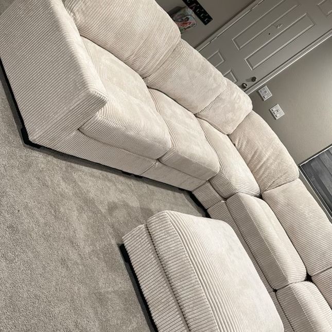 Extra Large Ivory Modular Sectional 7 Piece Set Extra Plush Corduroy Fabric Brand New In Box Firm Price $1,380 