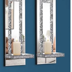 wall candle holders with mirrored 