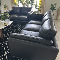 Leather  sofa and loveseat