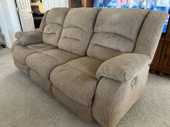 3-seater tan recliner sofa with USB
