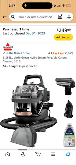 STILL IN THE BOX- BISSELL Little Green HydroSteam Portable Carpet Cleaner, 3618