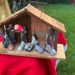 vintage Nativity Scene Hand Painted Ceramic