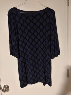 Navy Blue Diamond Print Shift Dress