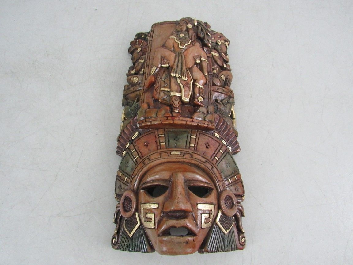 Vintage Aztec Mayan Inca Terracotta? Wall Decor Tribal Mask 11" Tall