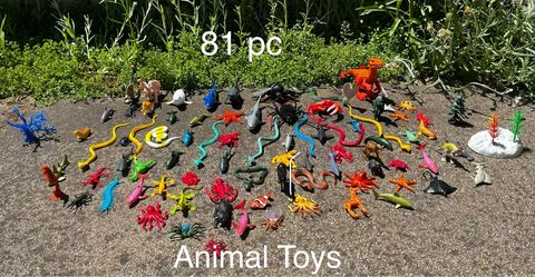 81-Piece Plastic Animal Toy Bundle – Sea, Reptiles, Dinosaurs & More