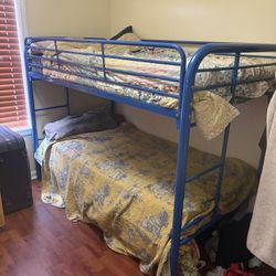 blue bunk bed