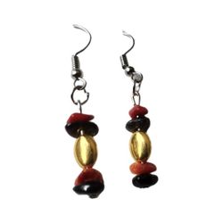 Golden Bead Centred Gemstone Earings