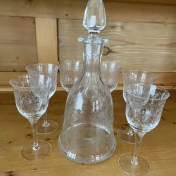 Crystal Wine Set Vintage