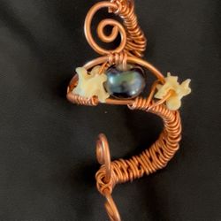 Copper Pearl And Snake Bone Ring