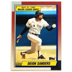 DEION SANDERS ROOKIE 1990 TOPPS '89 "MAJOR LEAGUE" ROOKIE DEBUT #108, YANKEES