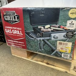 Expert Grill 2-Burner Black Propane Gas Grill with Folding Legs, New