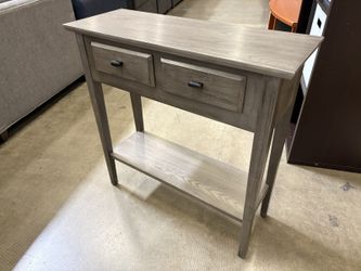 Contemporary Grey Wash Wooden 2 Tier Console Table with Two Drawers