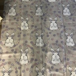 Easter Bunny Vinyl Shower Curtain with Hooks, New!