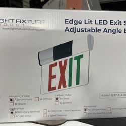 LFI Lights | Edge-Lit Red Exit Sign | Modern Design Brushed Aluminum Housing | All LED | Single-Sided Clear Acrylic Panel | Hardwired with Battery Bac