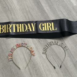 Birthday Sash And Headband 