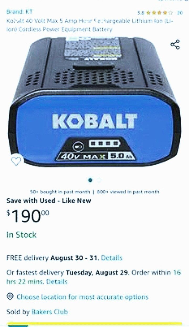 KOBALT 40volt Max 5.0ah Rechargeable Battery