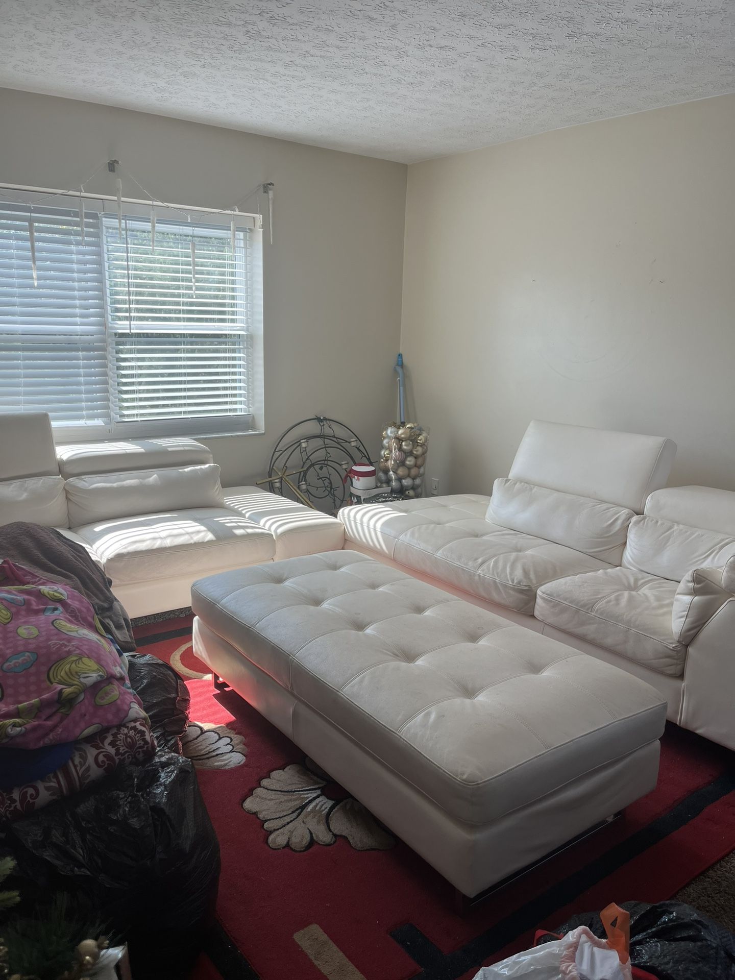 White Leather Couch + 3 White single couches