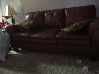 Red leather sofa